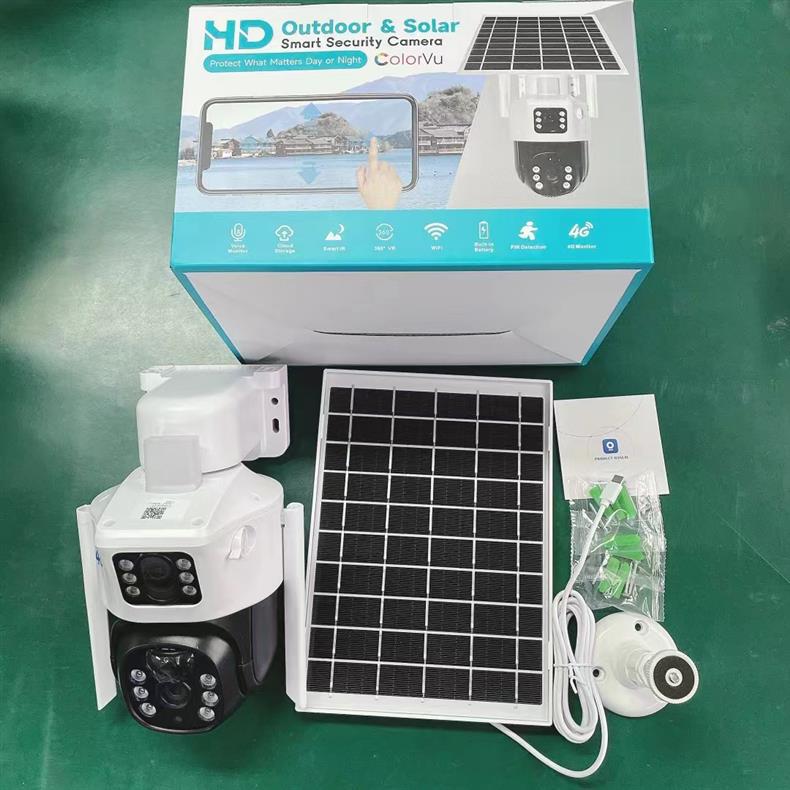 Gunball4g Solar camera HD night vision panoramic home use remote dual lens outdoor surveillance
