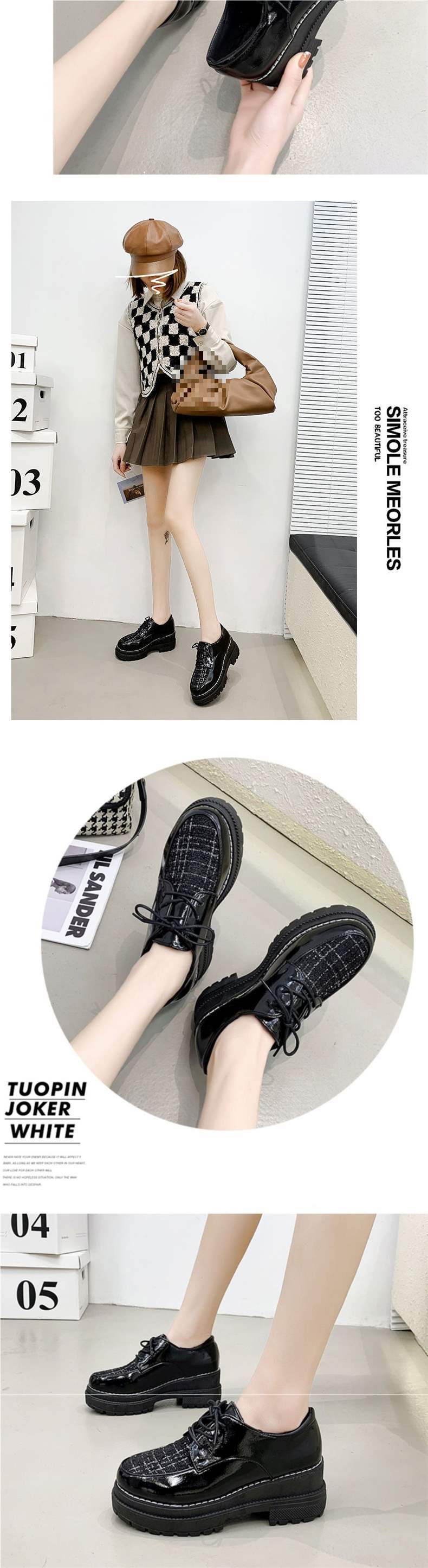 Platform Loafers2025Spring and Autumn New Style Women's Single Shoes Retro British Style Small Leather Shoes Women's Wedge Lazy Shoes