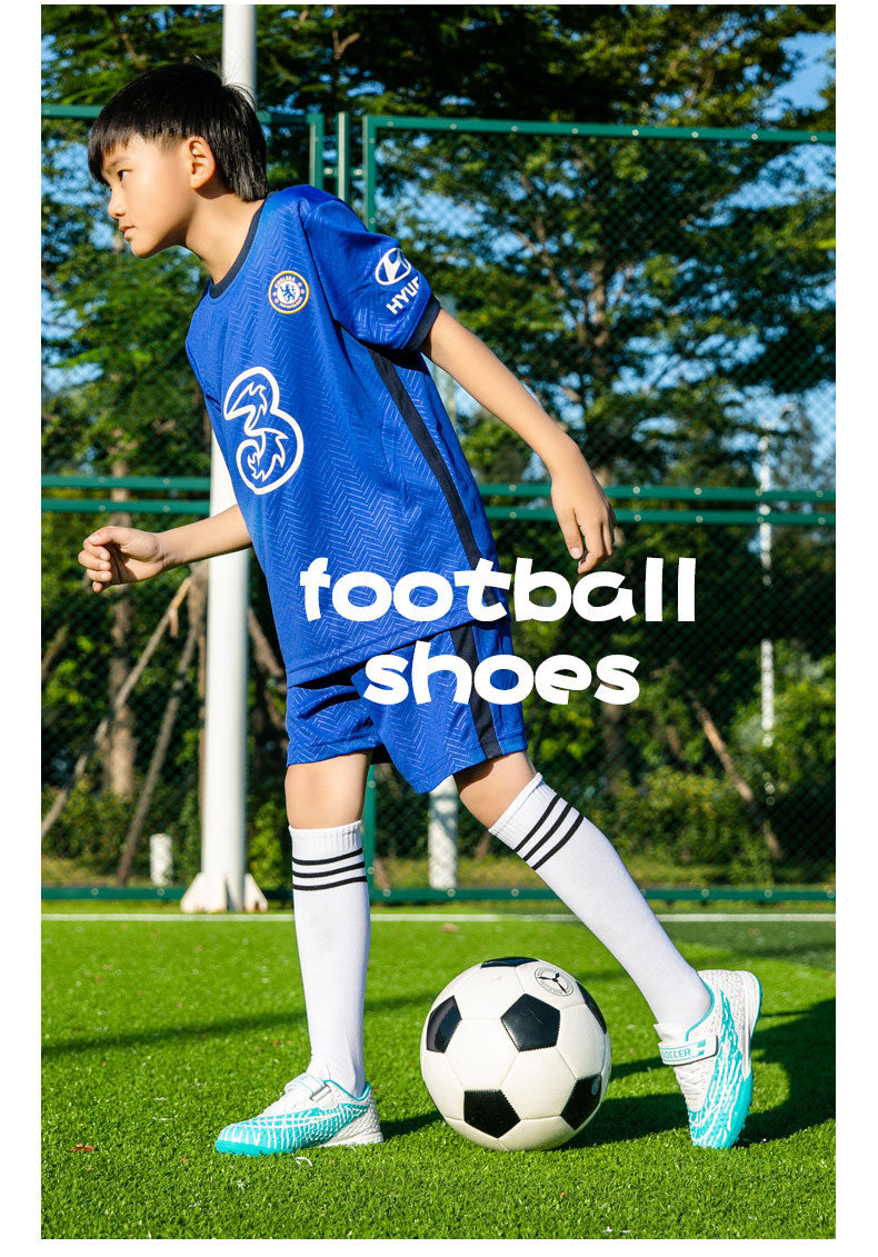 New football shoes for men and women with Velcro for children TF Broken Nail Style Youth Student Grassland Flat Training Shoes