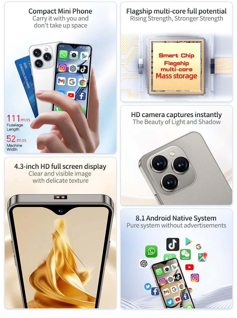 XS18promax Mini Android Smartphone3Inch mini Smart Small Phone Backup Device