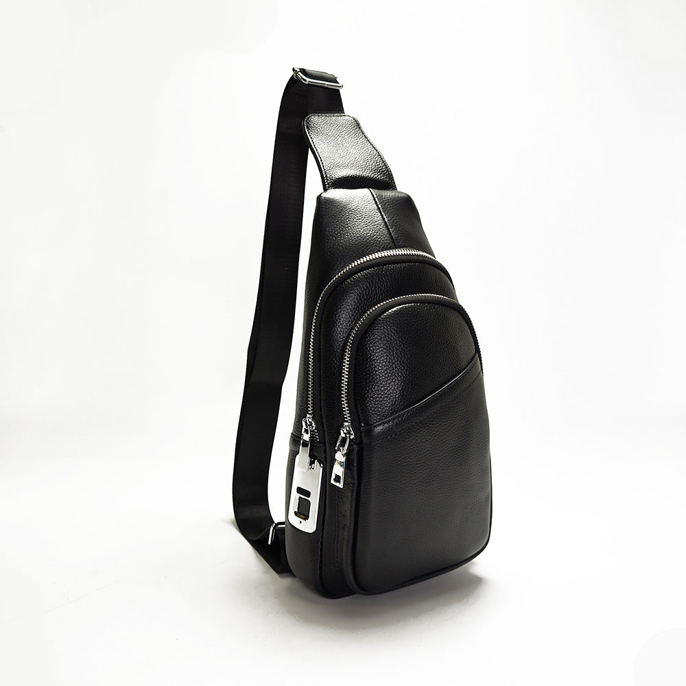 Anti-theft Fingerprint Lock Bag Top Layer Cowhide Men's Single Shoulder Crossbody Bag Multifunctional Crossbody High-end Genuine Leather Chest Bag