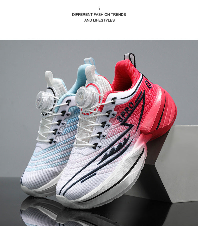 2025New Mesh Breathable Rotating Button Children's Shoes Student Training Running Shoes Red Rabbit Children's Mandarin Duck Sports Shoes