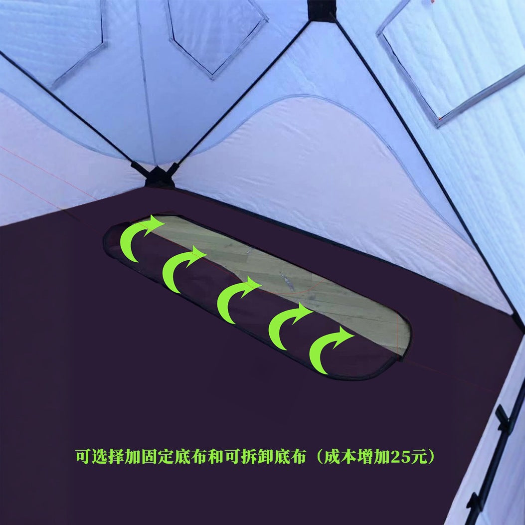 Cold-Proof Multi-Person Snow Fishing House Easy-to-Carry Sauna Winter Fishing Tent Outdoor Winter Fishing Cotton Fabric Warm Ice Fishing Tent