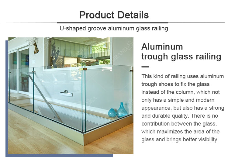Modern clear Laminated Tempered Glass Balcony Railing Stainless Beautiful Designs