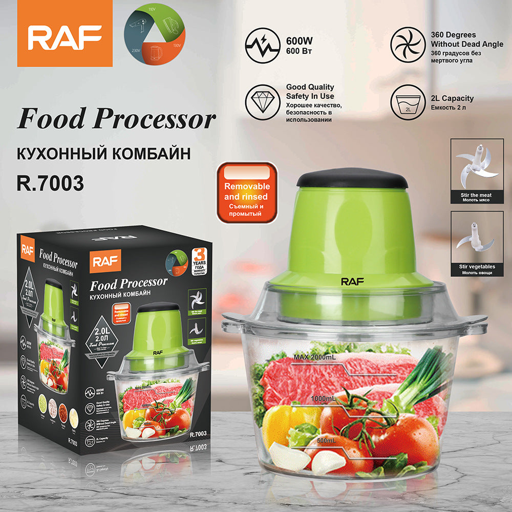 RAF EU Standard Meat Grinder Household Electric Blender Meat Mincer Small High-Power Food Processor Glass Jar