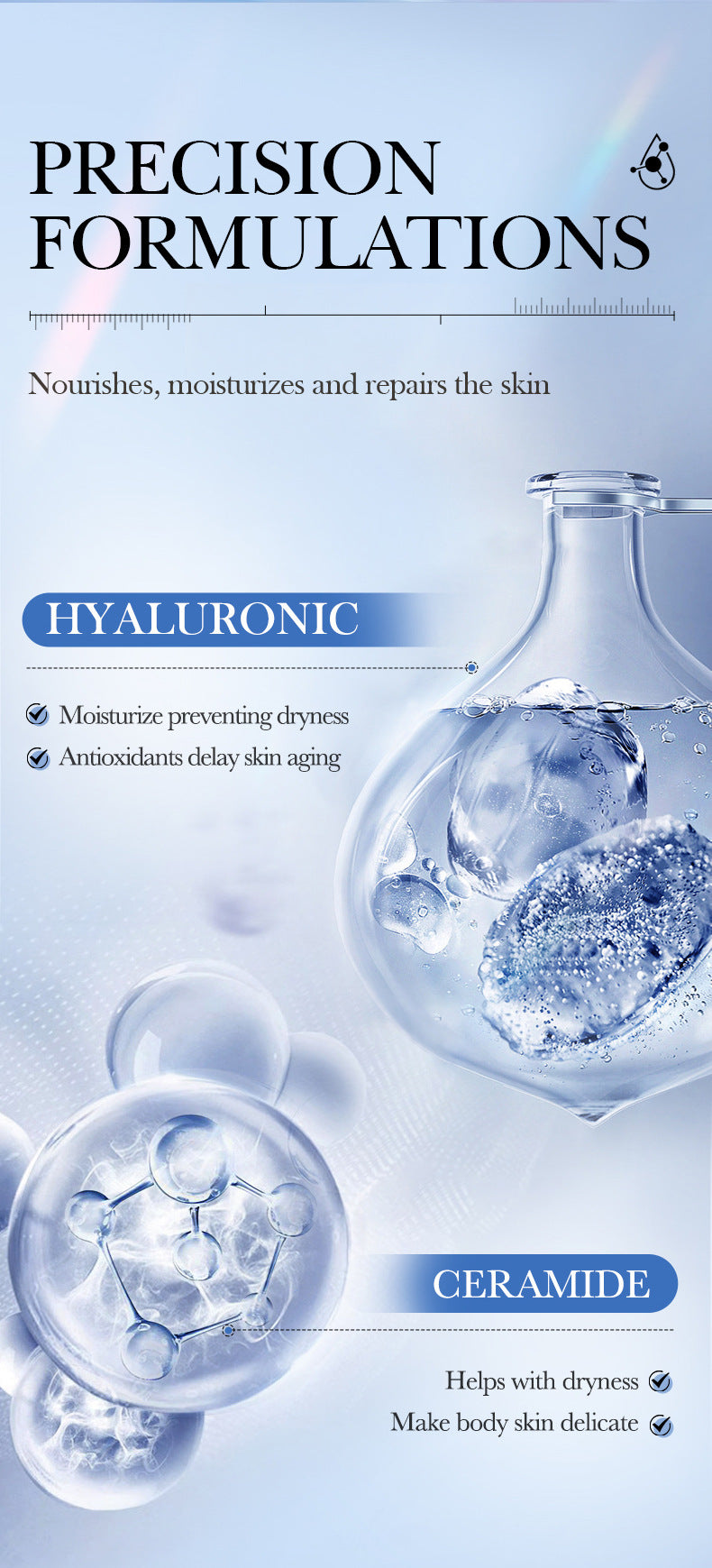 Ceramide Moisturizing Body Lotion BIOAOUA Hyaluronic Acid Moisturizing Body Lotion Cross-Border Wholesale