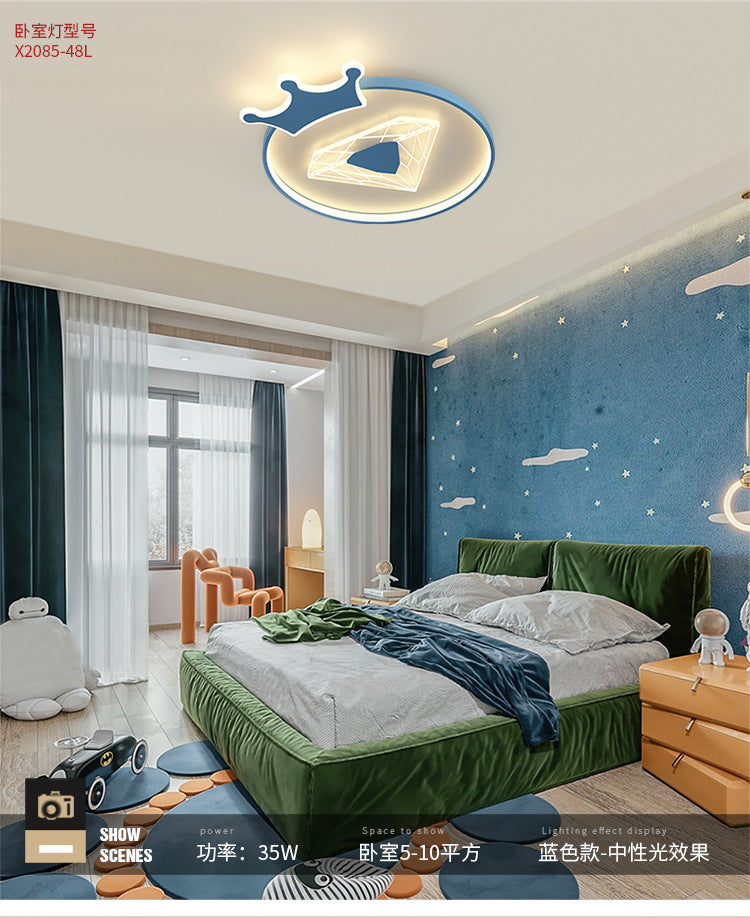 Children's Room Crown Ceiling Lamp led Room Bedroom Lamp Iron Art Boys Girls Energy-saving Eye Protection Cartoon Lamp Wholesale