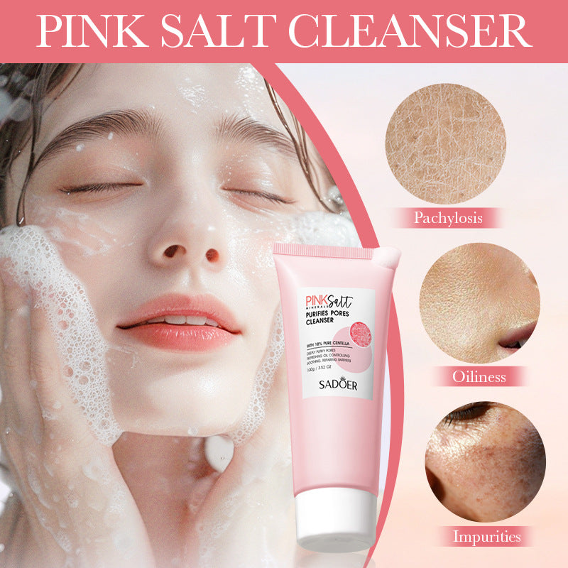 Himalayan Pink Salt Facial Cleanser SADOER Pore Cleansing Facial Cleanser Cross-Border Wholesale