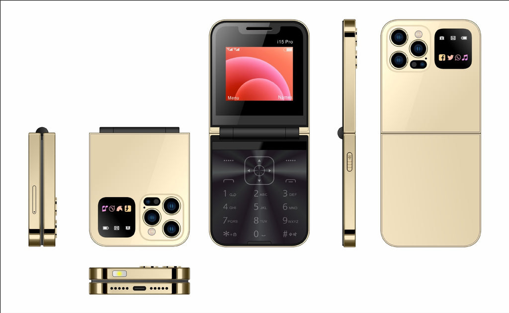 i15 pro Dual SIM Mobile Non-Smartphone Flip Phone with Buttons for Seniors2G Mobile Phone