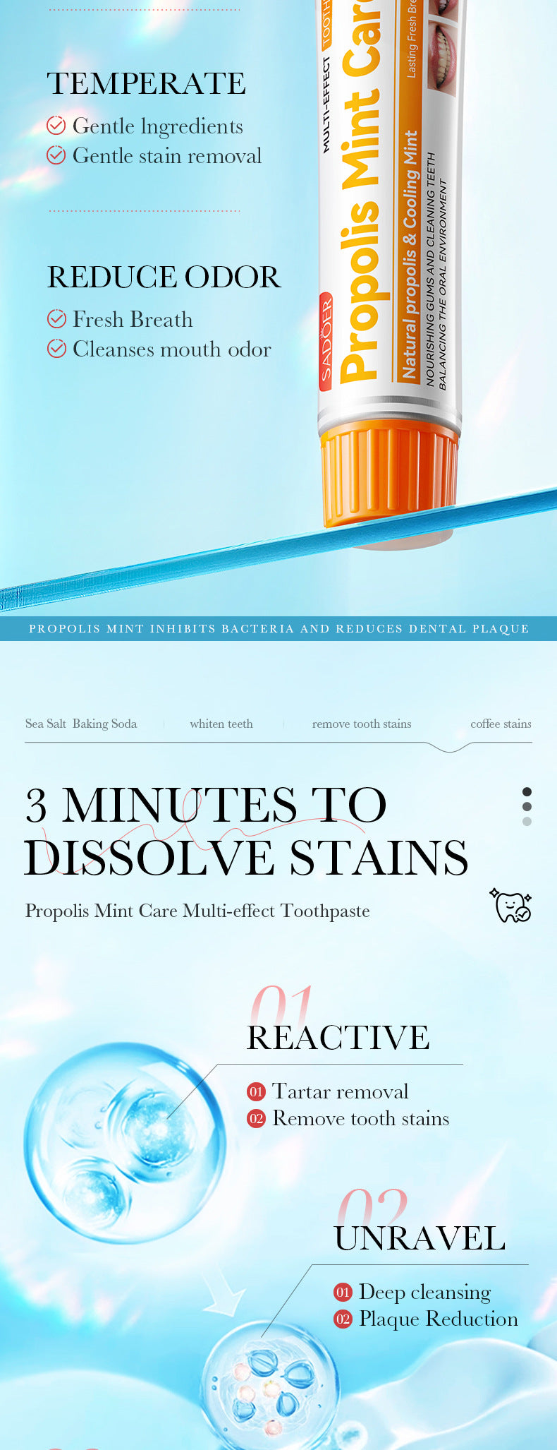 Full English Mint Toothpaste100gSADOER Propolis Sea Salt Ginger Cleans Tartar Strengthens Teeth  Wholesale