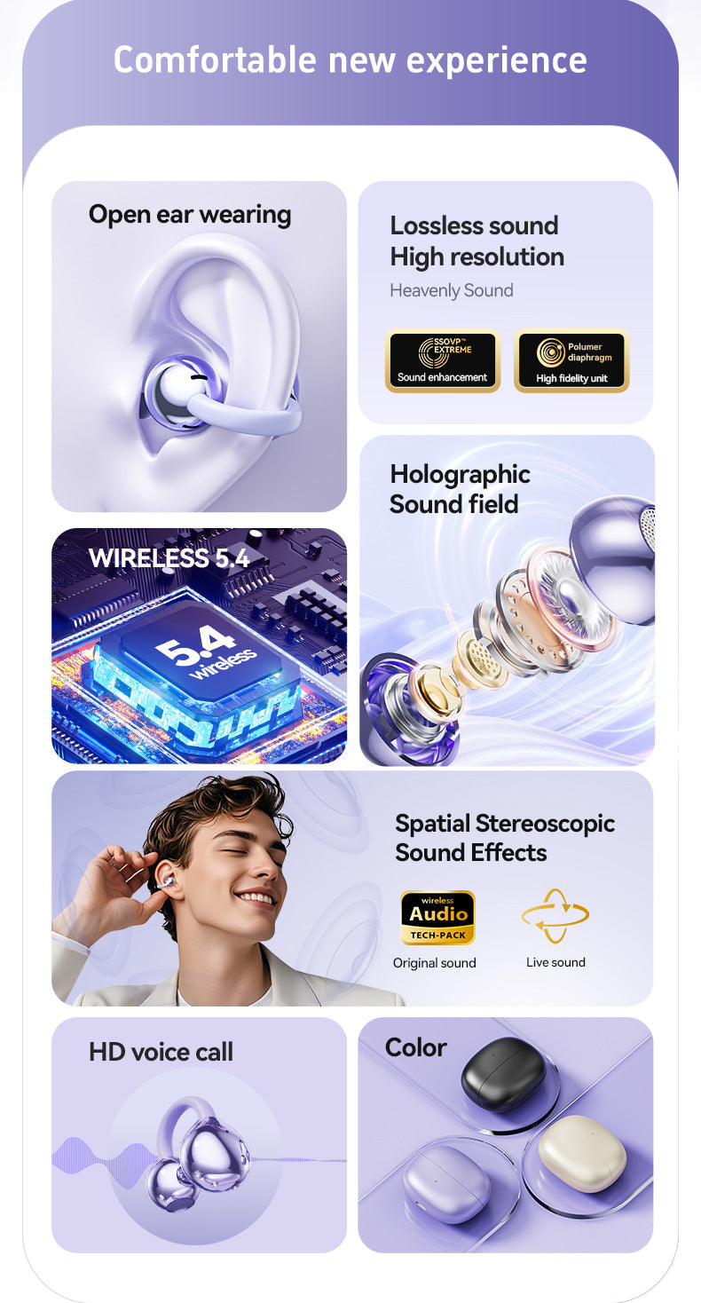 Popular M108Bone Conduction Ear Clip Bluetooth Headset Ultra-Long Battery Life Noise Reduction True Wireless Bluetooth Headset