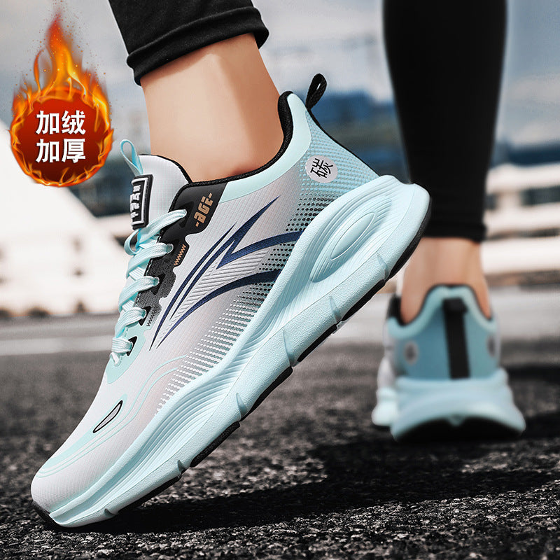 Large Size Fashion Leather Waterproof Rubber Non-Slip Wear-Resistant Sports Shoes with Fleece Lining and Thickened Warmth for Men