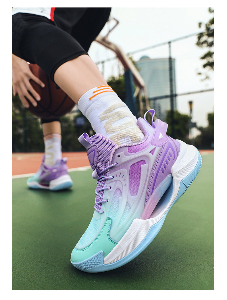 Four Seasons New Luminous Mesh Breathable Men's Shoes Casual Trendy Basketball Shoes High Elastic Cushioning Wear-Resistant Non-Slip Sports Shoes