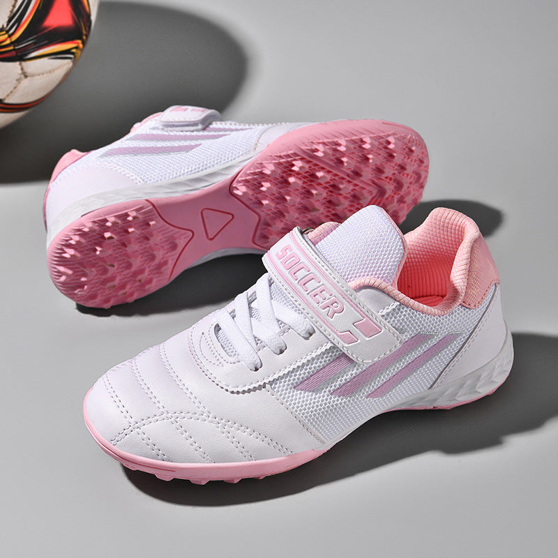 New football shoes for men and women with Velcro for children TF Broken Nail Style Youth Student Grassland Flat Training Shoes