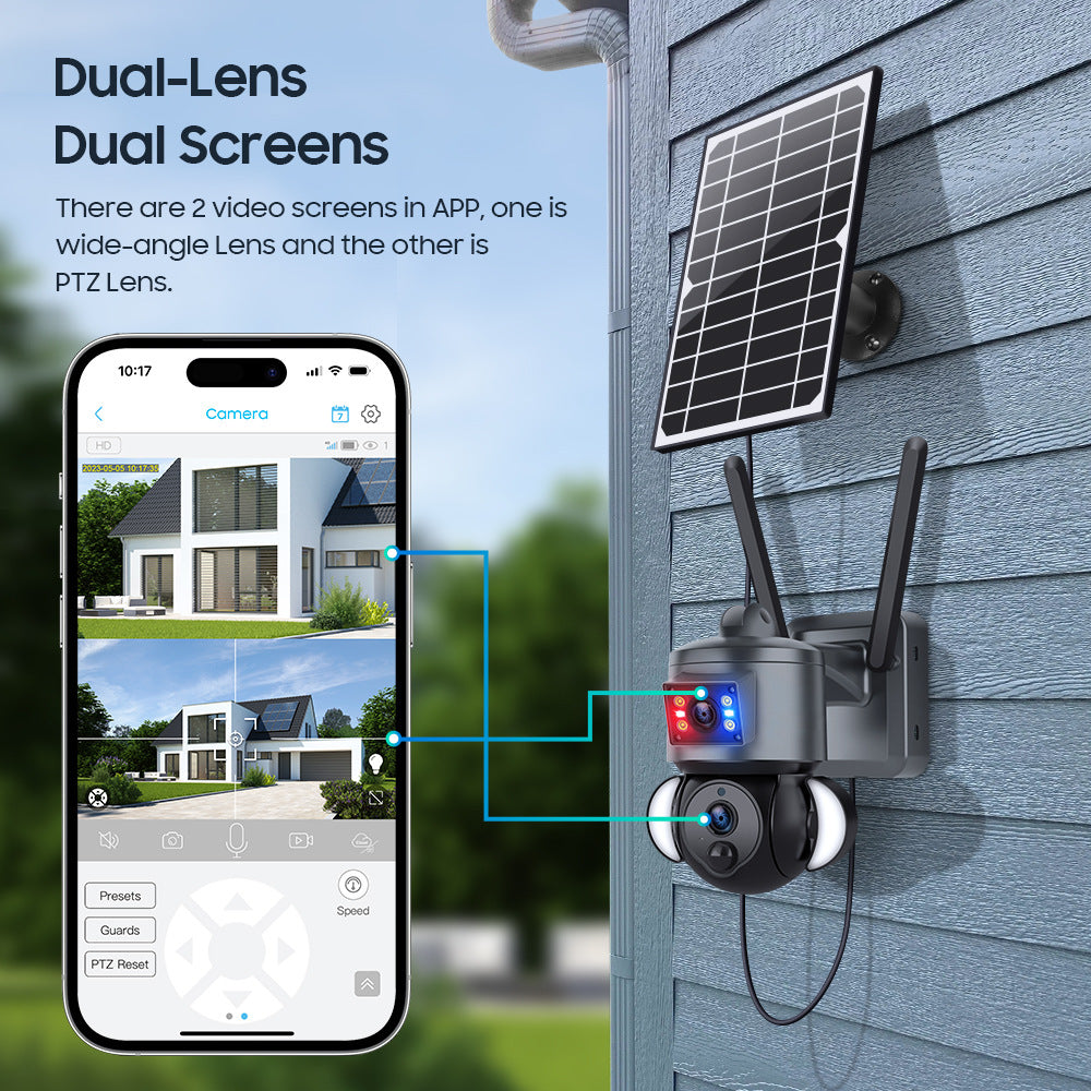 Outdoor Courtyard Binoculars4G Solar Powered Surveillance Camera 600Wan Remote Wireless Full Color Low Power Consumption Bullet Camera