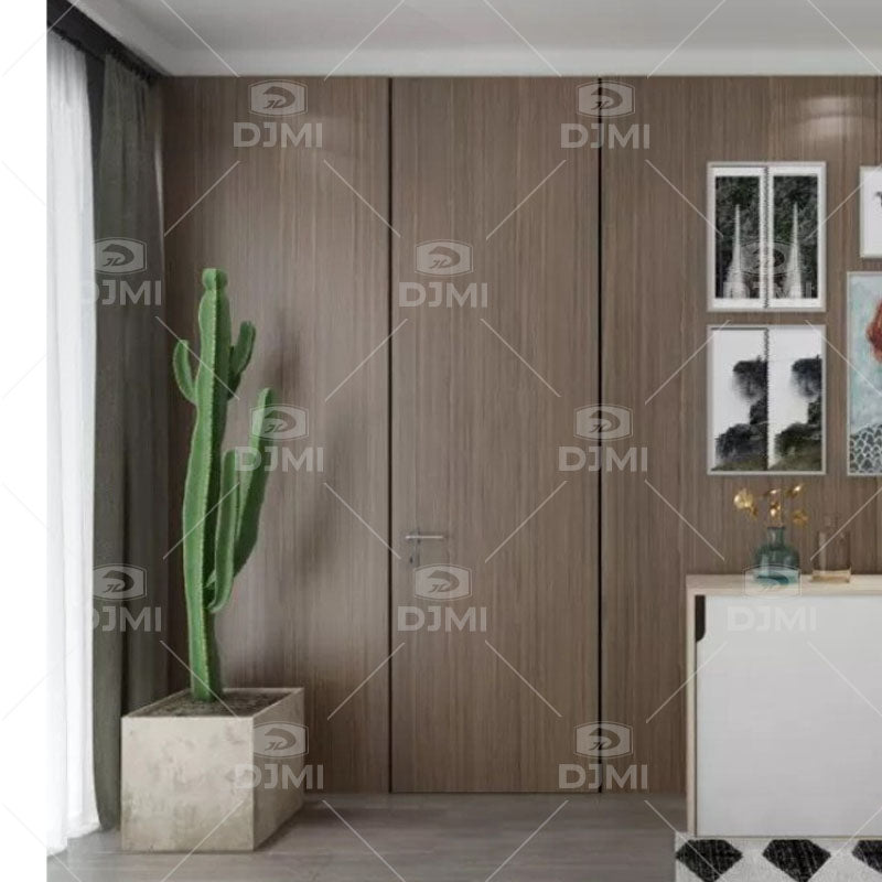 Invisible Flush Mounted High-end Secret Room Wooden Doors Internal Concealed Integrated Frameless Hinged Hidden Door