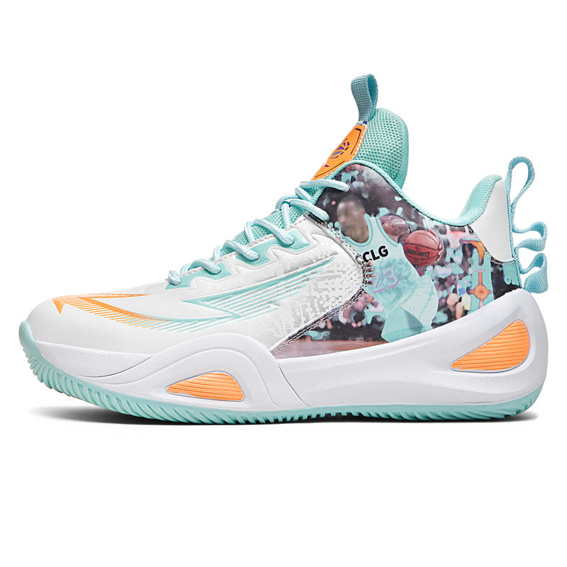 New Trendy Fashion Men's Youth Student Practical Basketball Boots Outdoor Sports Letter Non-Slip Basketball Shoes