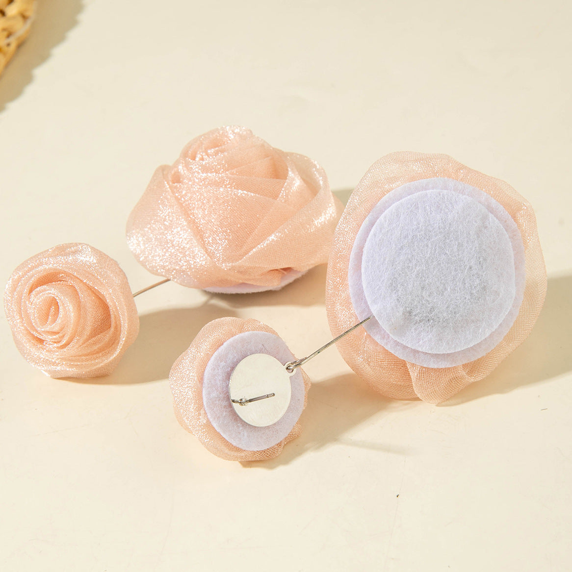 European and American Light Luxury High-End Fabric Rose Flower Earrings Fashion Versatile Three-Dimensional Flower Earrings Wholesale