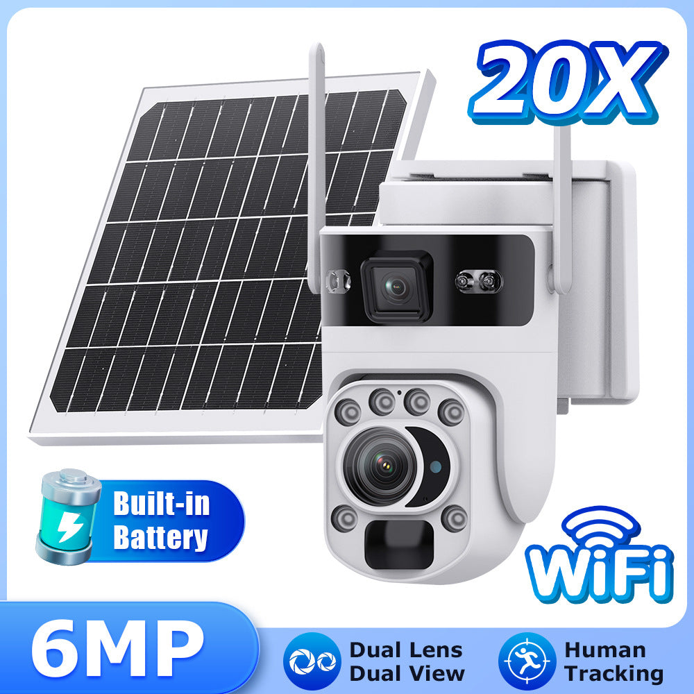 Outdoor202X Zoom Solar Camera Dual Lens Low Power Consumption Full Color Night Vision Mobile Remote Monitoring