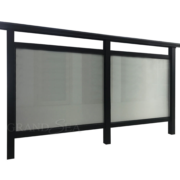Factory Wholesale Price Matte Black Frame Stair Glass Railing Prices Design