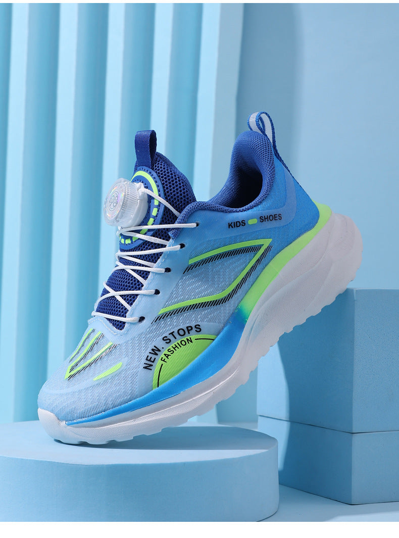 Spring and Summer New Children's Comfortable Breathable Button Running Shoes Fashionable Casual Kids Shoes Non-Slip Wear-Resistant Boys' Sports Shoes