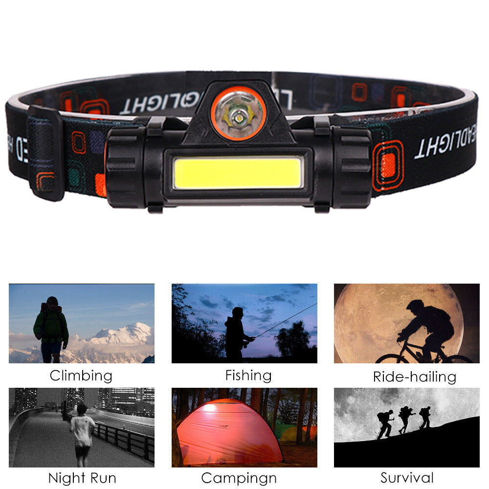 Multifunctional headlight strong light outdoor light night fishing light COB Miner's lamp USB Rechargeable Headlamp with Magnetic Work Head
