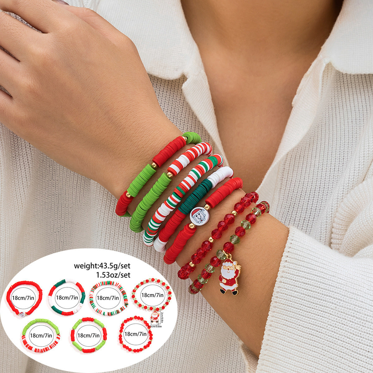 Women's Holiday Gift Bracelet Santa Claus Set Snowman Soft Clay Ornaments European and American Christmas Bracelet