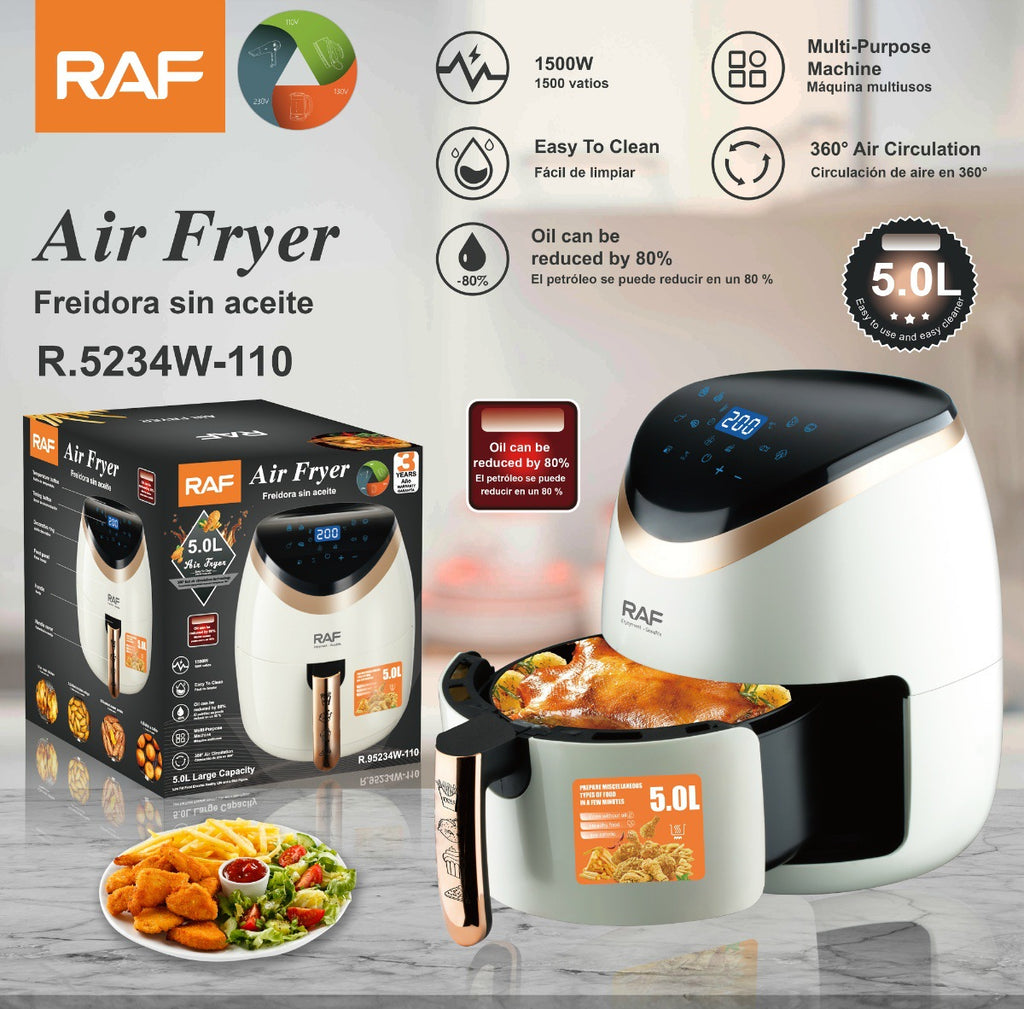RAF European Standard Smart Touch Air Fryer5.8L Large capacity household fully automatic intelligent multifunctional