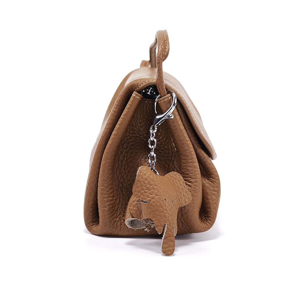 Genuine Leather Small Square Bag Daily Simple Women's Bag2025New Casual Little Elephant Commuting Versatile Cover Head Single Shoulder Crossbody Bag