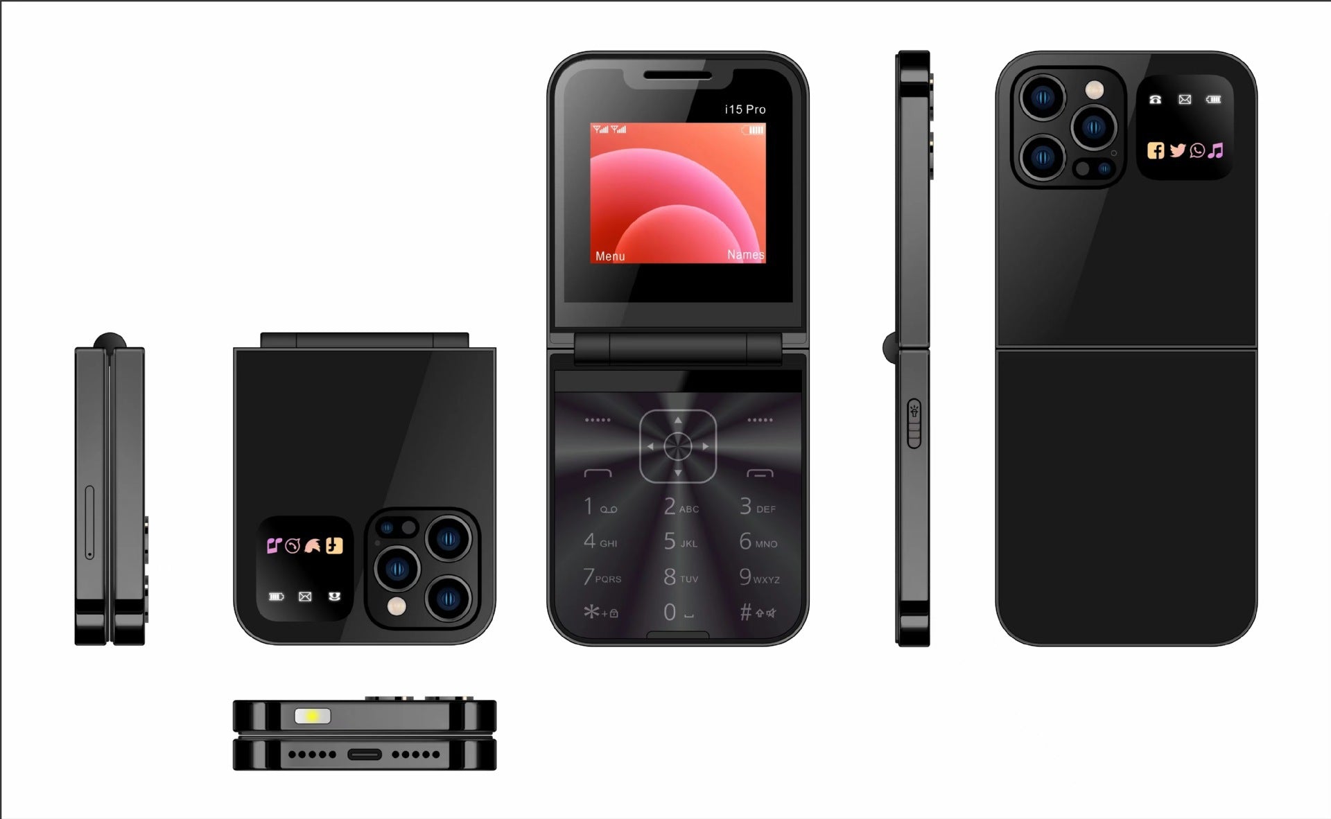 Mobile Phone i15 pro Dual SIM Non-Smartphone Flip Phone Button Elderly Phone2G Mobile Phone