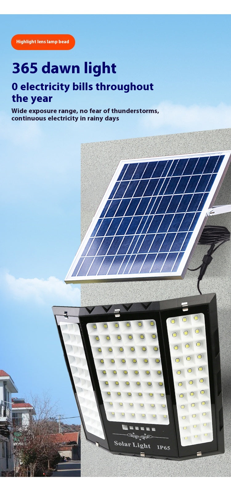 Solar-Flutlicht ABS IP65 Wasserdichte Gartenbeleuchtung 100W200W300W Intelligente Lichtsteuerung Solarlicht