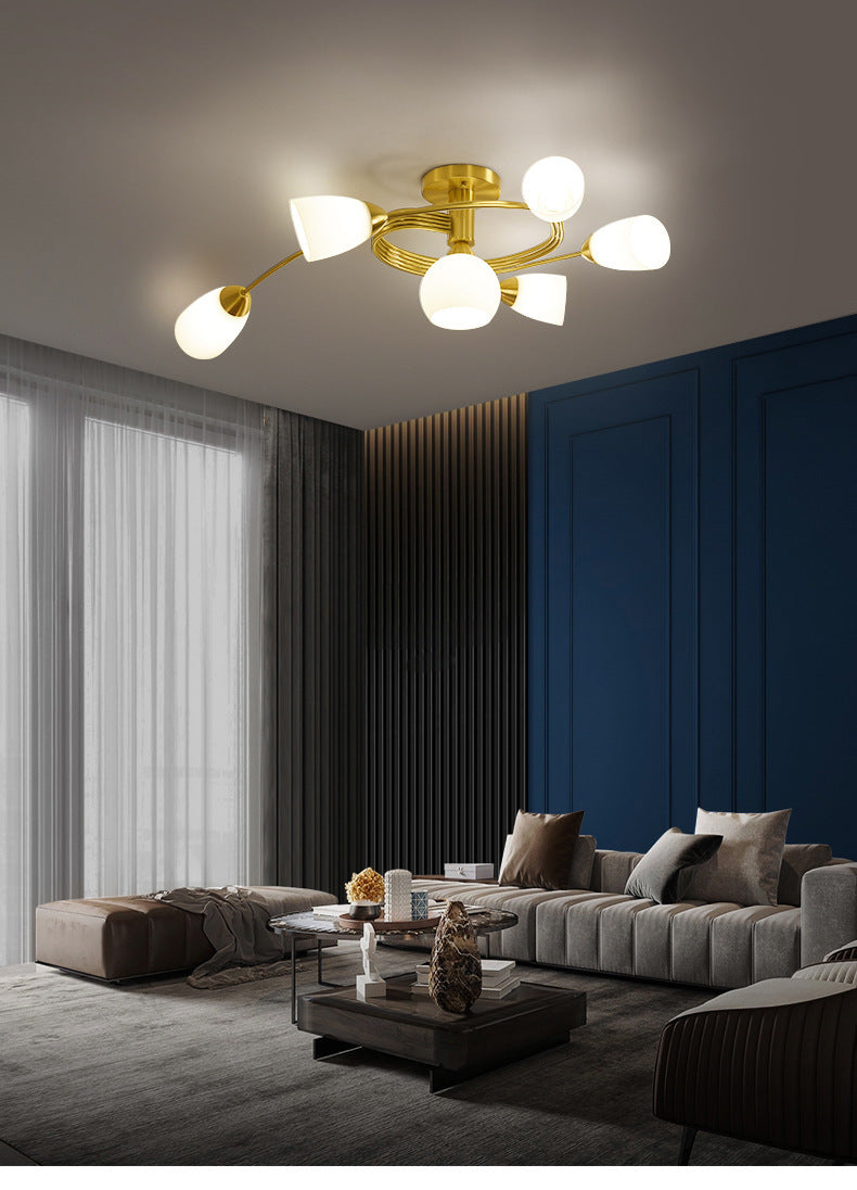 All-Copper Ceiling Light Nordic Style Bedroom Light Modern Simple Elegant Master Bedroom Room Light Creative Personality Living Room Light