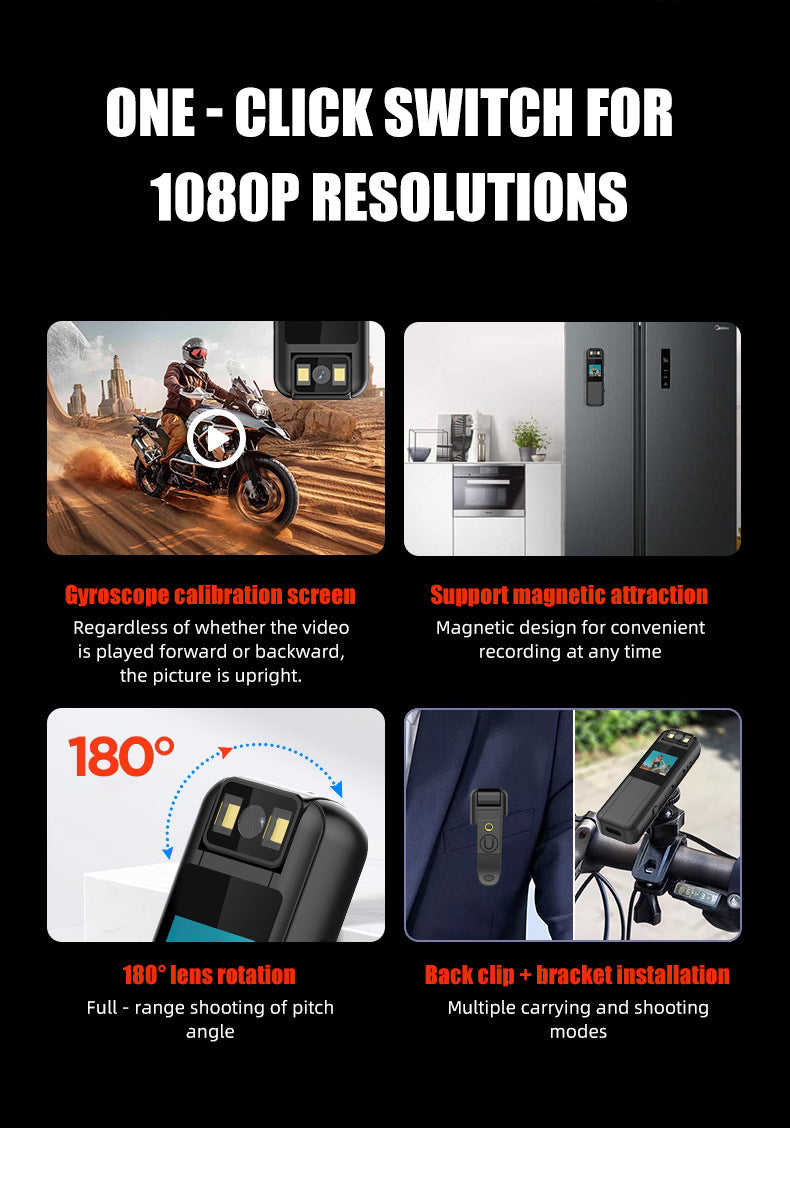 Private Model New Rotating Sports Camera Back Clip Sports Cycling Camera Outdoor Bicycle Riding Recorder