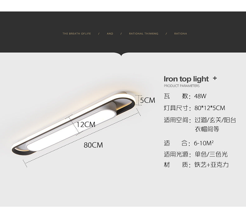 Aisle Light Corridor Light Modern Simple Entryway Porch Balcony Light Iron Art Long Strip Cloakroom led Ceiling Light Fixtures