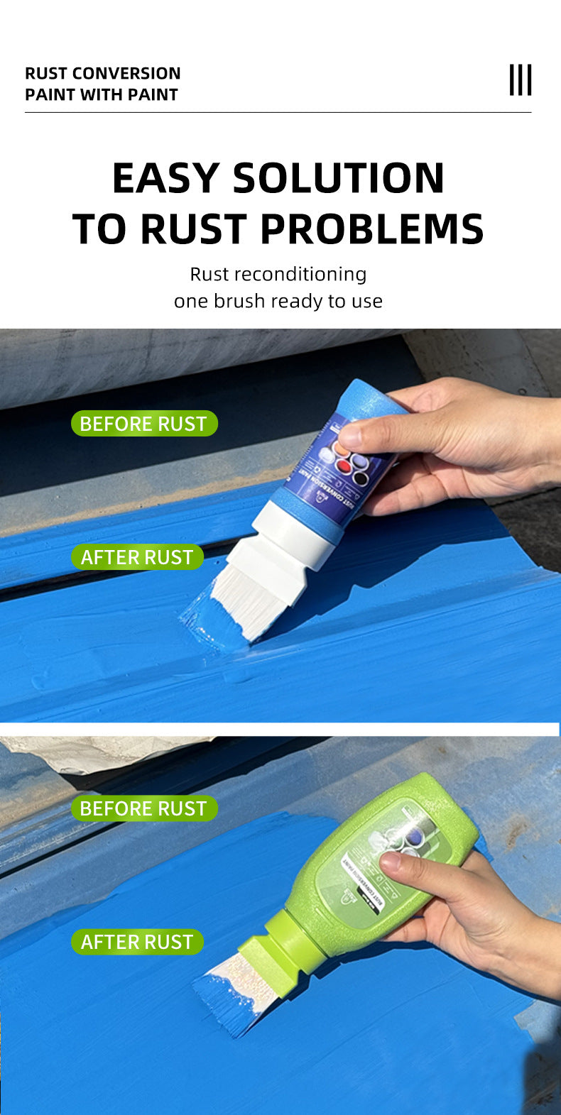 Qixia Water-Based Anti-Rust Paint, Rust-Free Roof Iron Rust Conversion Paint, Color Steel Tile Renovation Paint, Water-Based Anti-Rust Paint