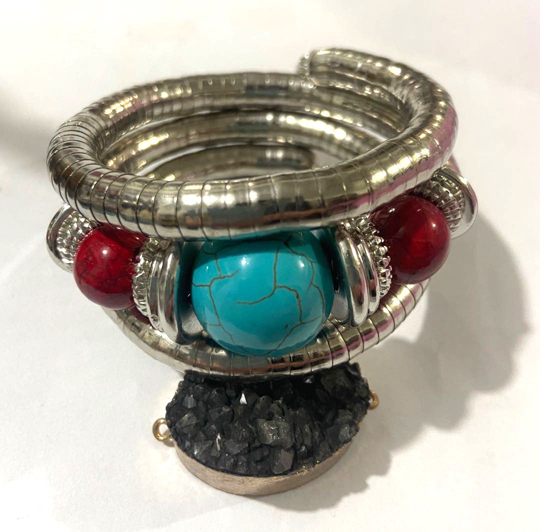 European and American Three-Circle Bracelet Creative Spacer Bead Elastic Snake Bone Bracelet Women's Layered Multi-Layer Bracelet