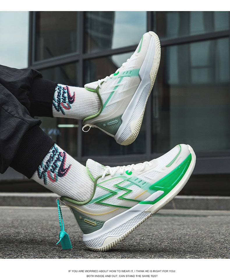 Men and Women Couple Shoes Korean Version Trendy Mesh Breathable Basketball Shoes Fashionable Night Glow Wear-resistant Shock-absorbing Rebound Sports Shoes