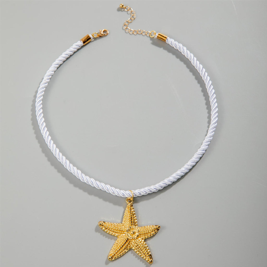 European and American Metal Ocean Style Starfish Pendant Necklace Jewelry Personality Exaggerated Star Beach Vacation Necklace for Women