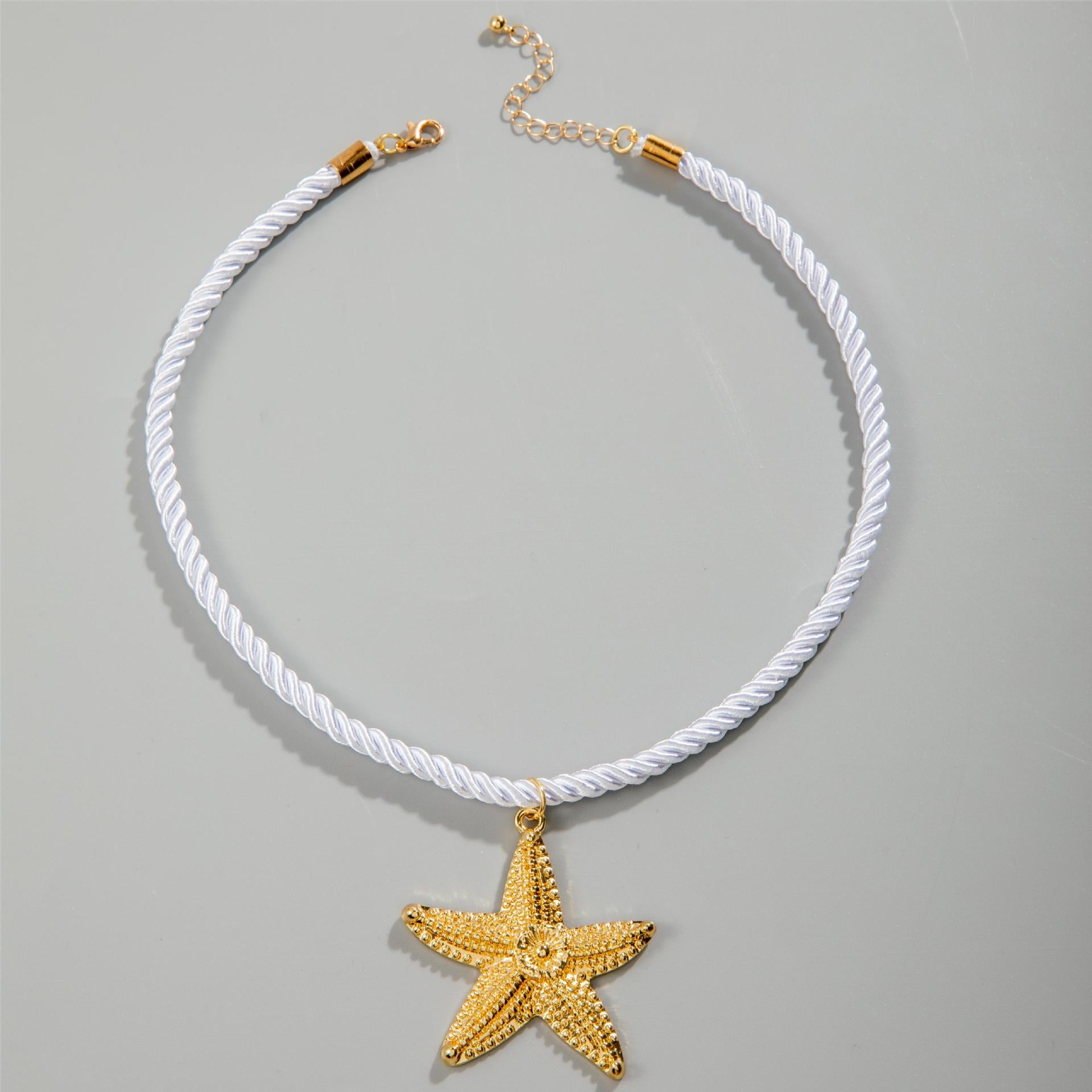 European and American Metal Ocean Style Starfish Pendant Necklace Jewelry Personality Exaggerated Star Beach Vacation Necklace for Women