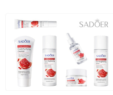 Red Pomegranate Skincare Set SADOER Hydrating Moisturizing Cleansing Six-Piece Set Cross-Border Wholesale