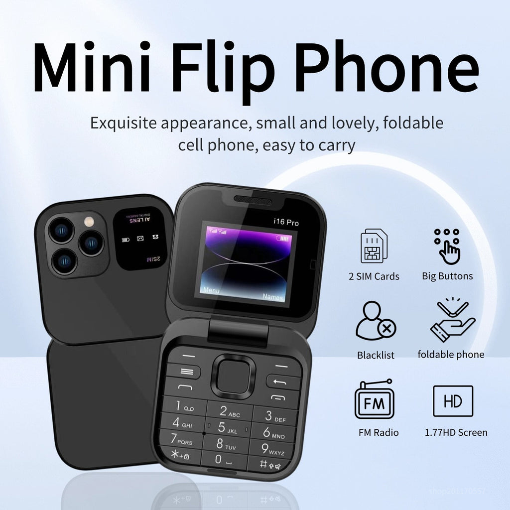 Mini Foldable Feature Phone Flip Cover Elderly Button Phone Pocket Women's Personalized Phone Backup Phone