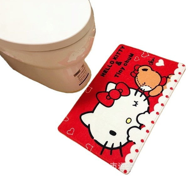 Flannel Mat Cartoon Kitty Bathroom Water Absorption Non-Slip Door Mat Pudding Dog Bathroom Mat Labeling and Dropshipping