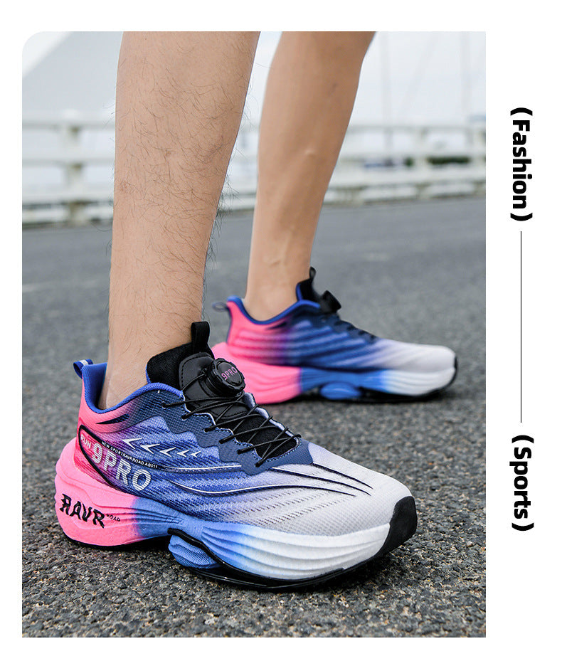 2025Autumn Winter New Double Mesh Comfortable Knob Buckle Sports Shoes Parent-Child Super Soft Sole Carbon Plate Wear-Resistant Running