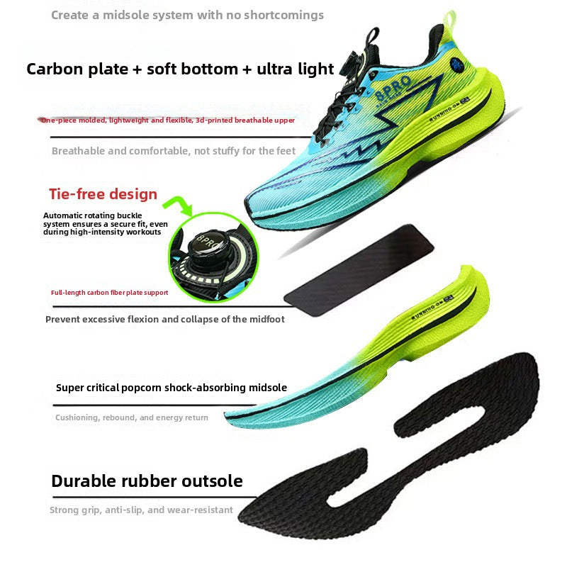 Red Rabbit8pro Full Palm Carbon Plate Racing Shock Absorption Running Shoes for Men and Women Couples Rotating Buckle Youth Student Sports Shoes