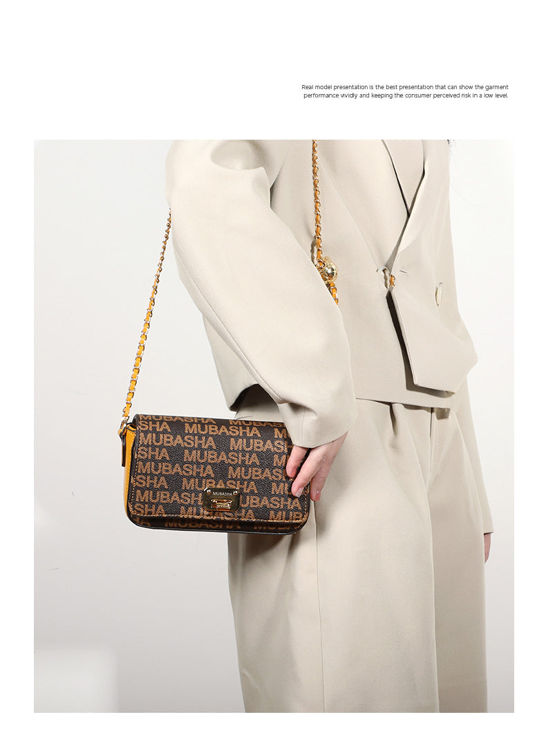 Unique Versatile Design Vintage Chain Small Square Bag for Women Retro Stylish Single Shoulder Bag Personality Simple Crossbody Bag