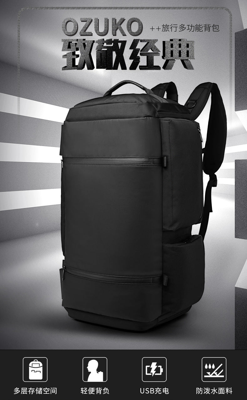 OZUKO Backpack Men's Water-Repellent Large Capacity Multi-Compartment Travel Laptop Bag Outdoor Sports Bag