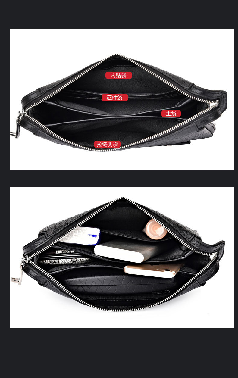 Wholesale New Men's Clutch Genuine Leather Men's Crocodile Pattern Clutch Men's Simple Anti-theft