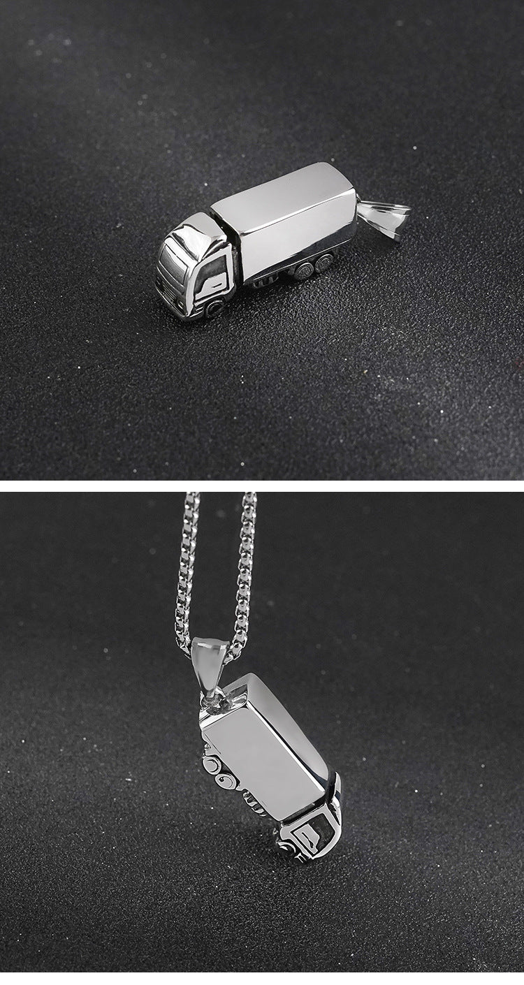 Creative Gifts3D 3D Big Truck Stainless Steel Necklace Car Model Titanium Steel Pendant Source Factory