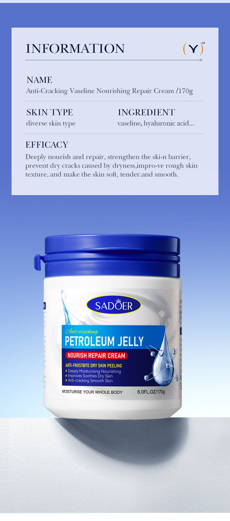 Repair cream170g SADOER Vaseline Vitamin C Hydrating and Moisturizing Face Cream Cross-Border Wholesale