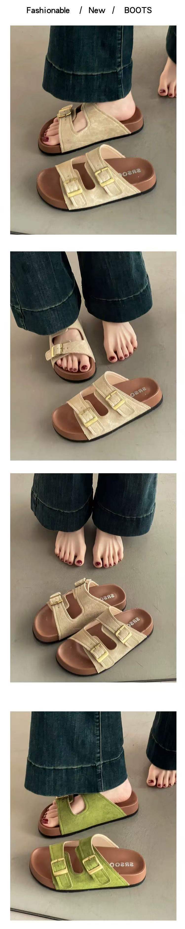 Platform Slippers Women's Summer Outerwear2025New Super Hot Beach Slip-On Yellow Birkenstock Sandals